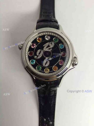 Swiss Grade Fendi Watches Crazy Carats Diamonds Black Leather